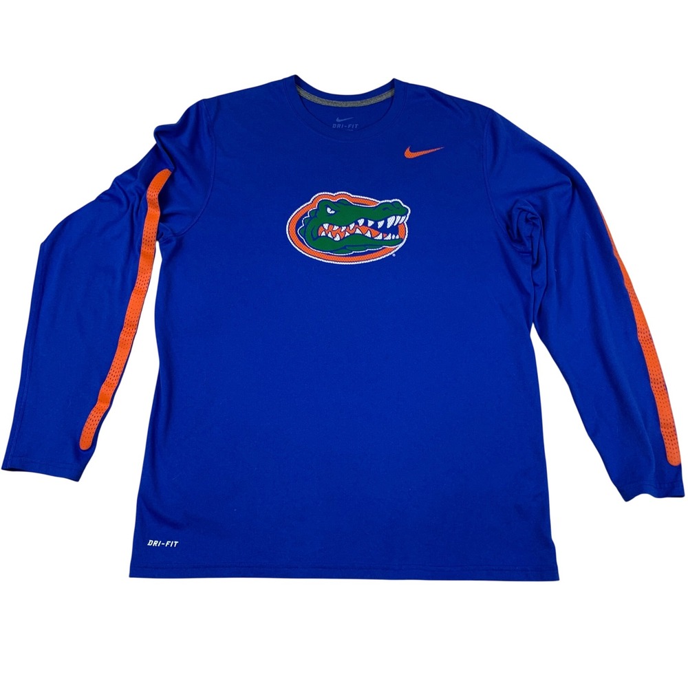 Nike Florida Gators Dri-FIT Shirt Mens L Blue Long Sleeve Performance